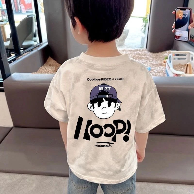 2025夏季新款儿童宝宝纯棉夏装帅气扎染半袖短袖男童夏装T恤上衣