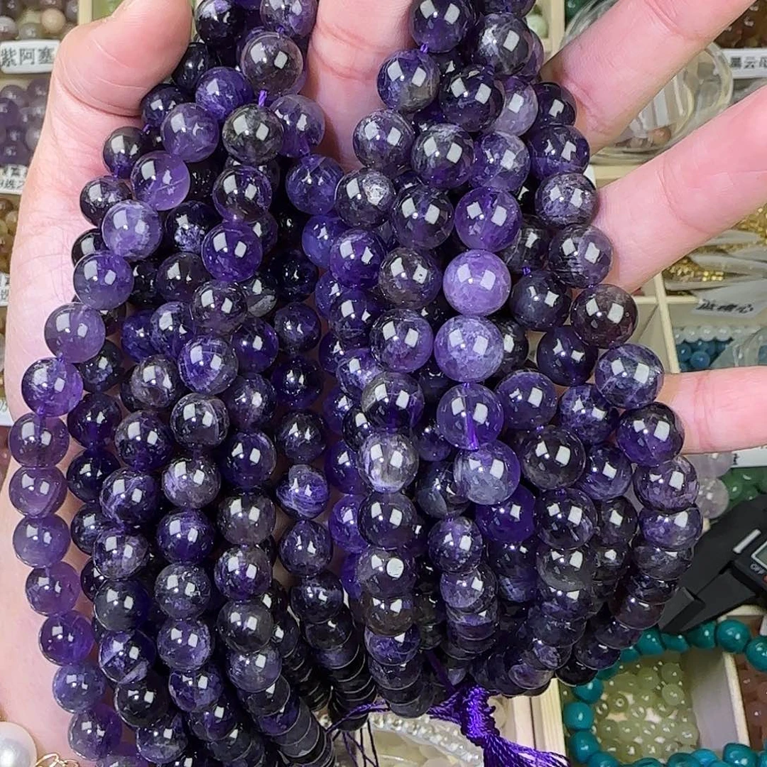 琥珀手链未镶嵌紫水两圈10m