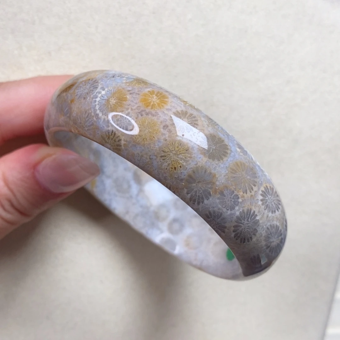 硅化玉手镯未镶嵌56圈蓝色雏菊