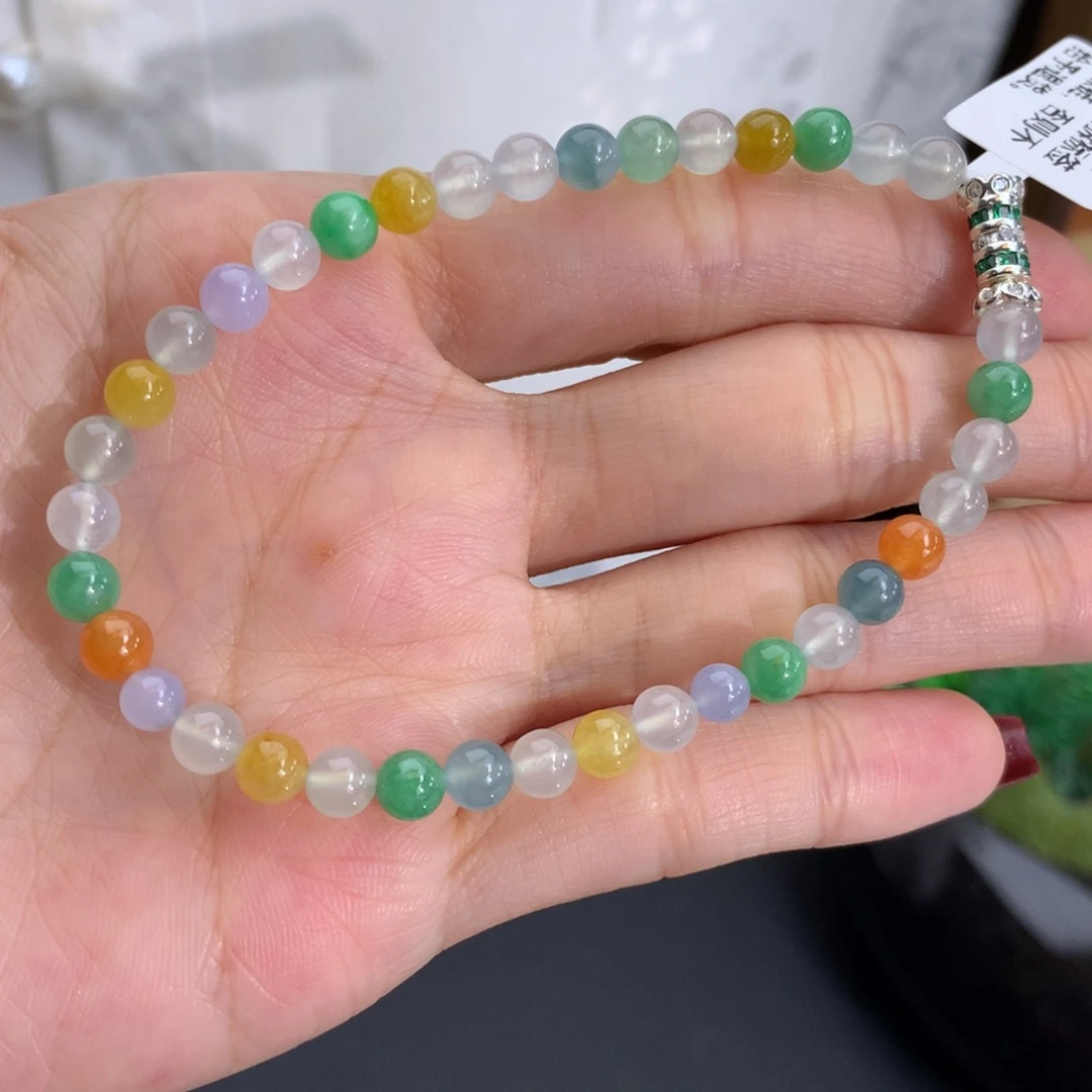 翡翠未镶嵌手串卡5冰胶多宝手串