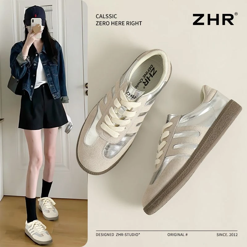 ZHR则则2024厚底德训鞋耐磨软底ins百搭女鞋春秋新款休闲鞋小白鞋