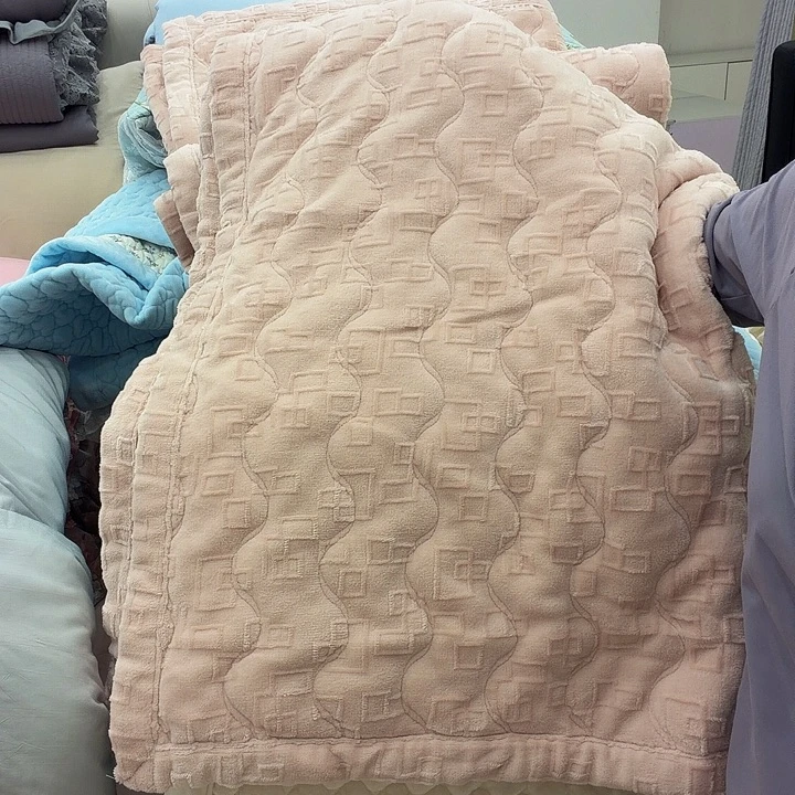 竹子纤维秒绒铺盖两用粉色