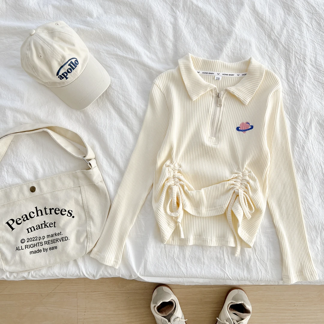 （现货）女童春秋款休闲百搭长袖t恤打底衫洋气女宝内搭上衣