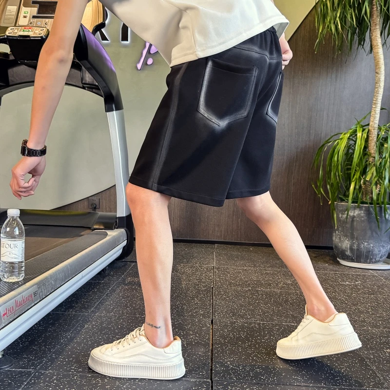 男士高级感条纹短裤夏季美式潮牌五分裤宽松设计外穿休闲直筒中裤