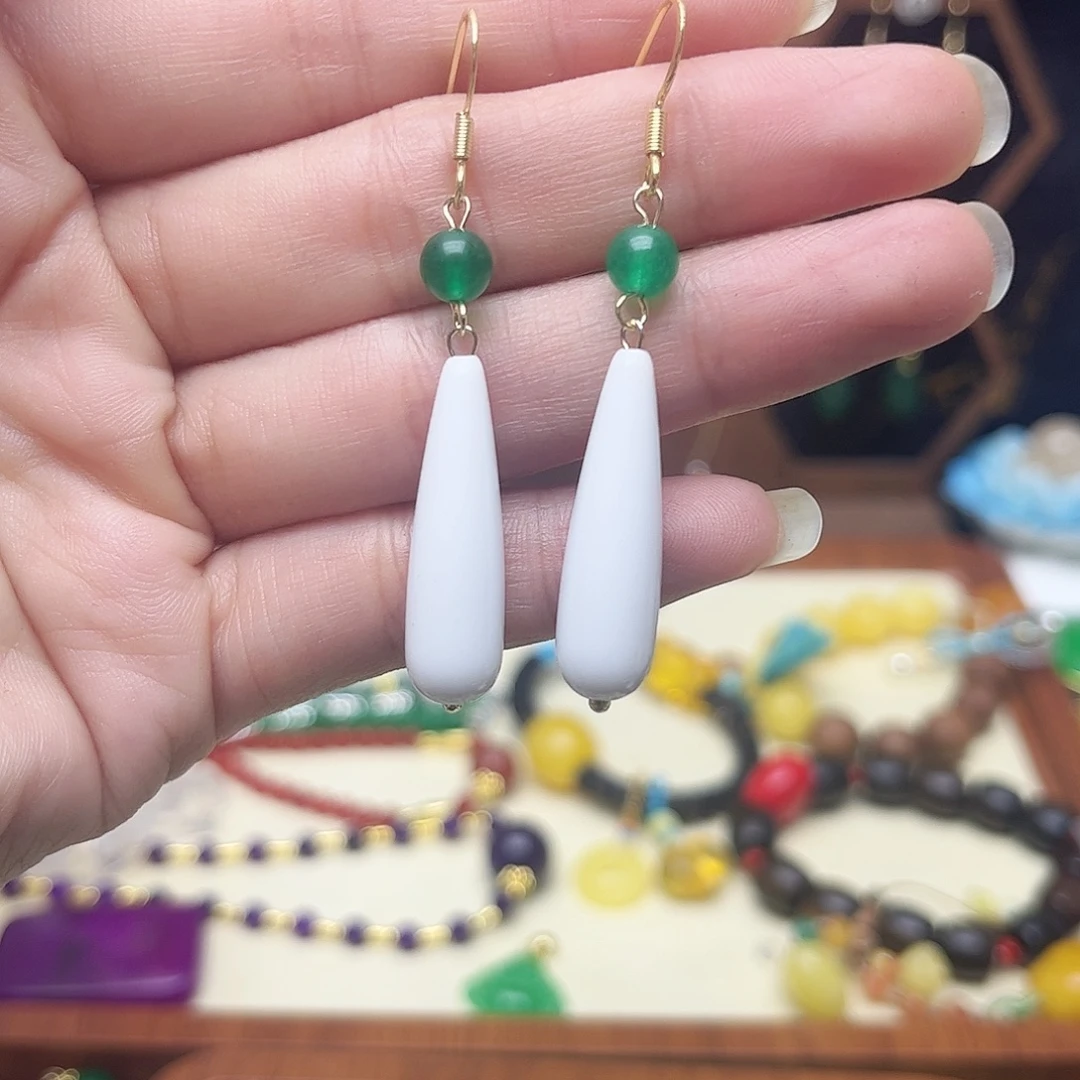 翡翠未镶嵌耳饰圆