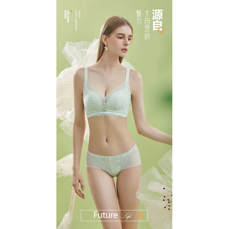 聚拢内衣女大胸显小防下垂收副乳调整型法式性感蕾丝文胸