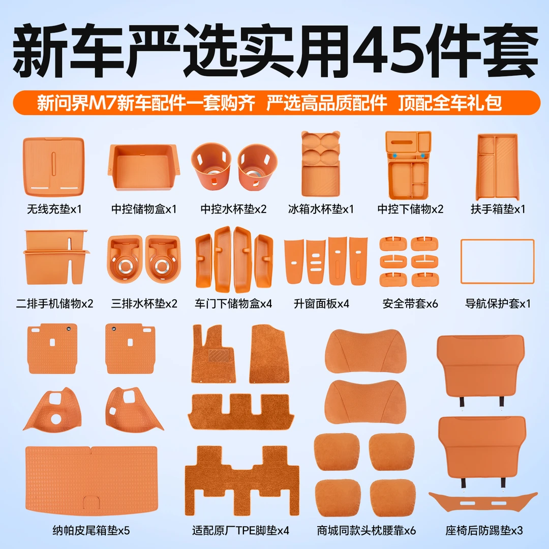 适用2026款新问界M7硅胶储物垫套装中控水杯防护汽车内饰改装配件
