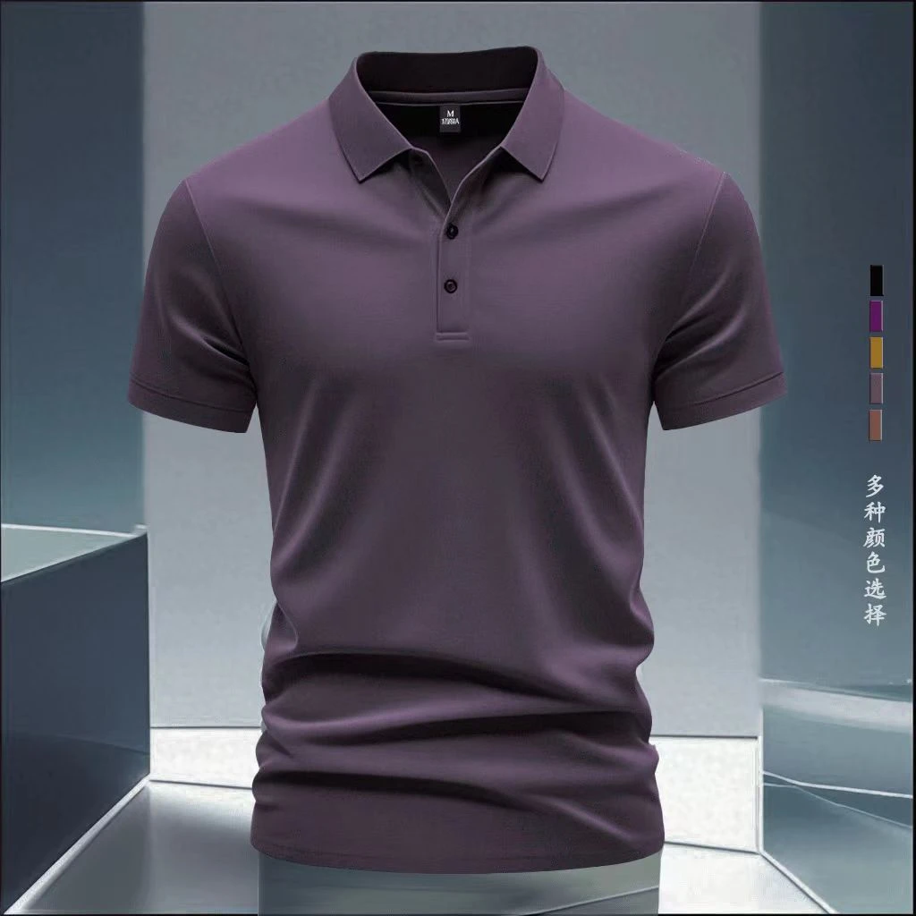 高档polo衫男士夏季新款翻领短袖t恤潮流复古纯色上衣美式半袖衫