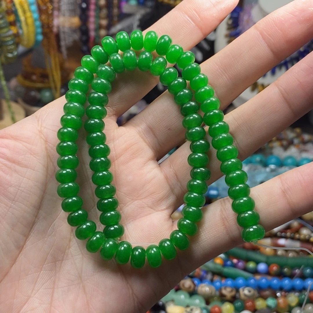 石英质玉未镶嵌，马来玉算盘8mm，