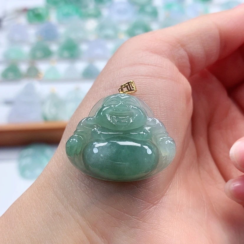 【闪购商品】翡翠吊坠(赠链)18K金镶嵌