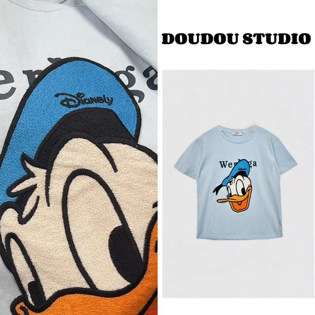 【兜兜】鸭鸭 春夏新款简约刺绣卡通短袖T恤 井92371A