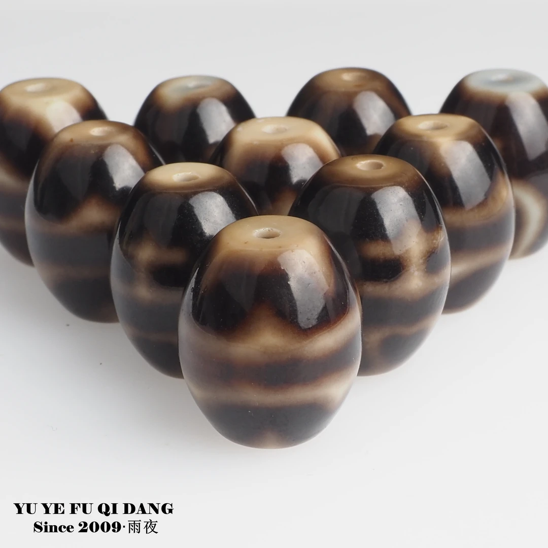 黑金达洛自由！巴西白芯台工渗透瓷胎钙化百里挑一优选天珠玛瑙