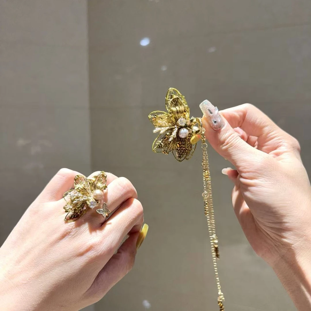非金属合成锆石戒指 【莫奈海之星】天使之翼系列戒指小抓夹小众