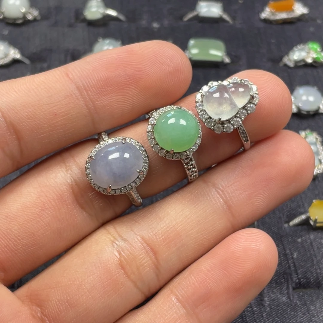 翡翠银S925镶嵌戒指