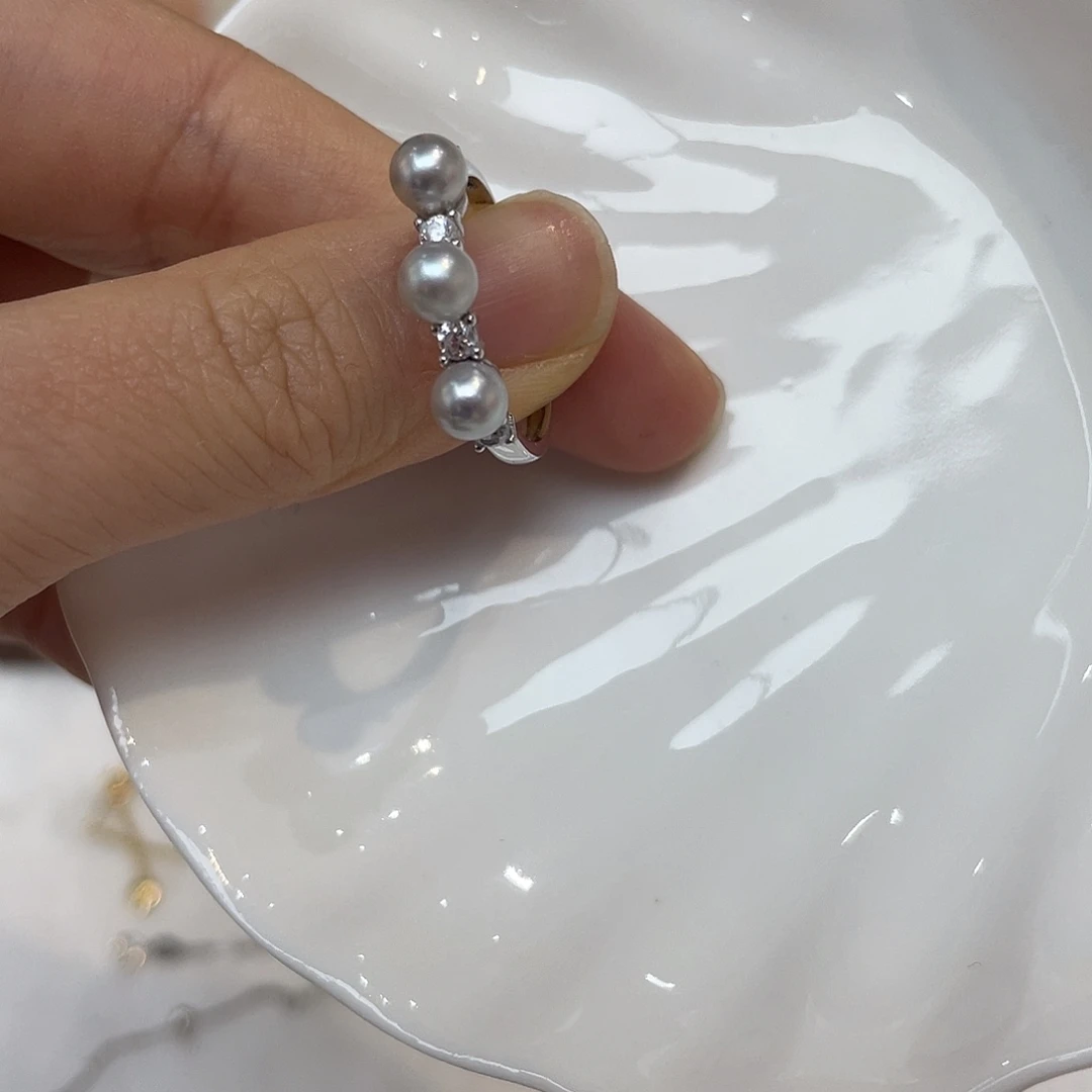 银S925镶嵌戒指海水珍珠