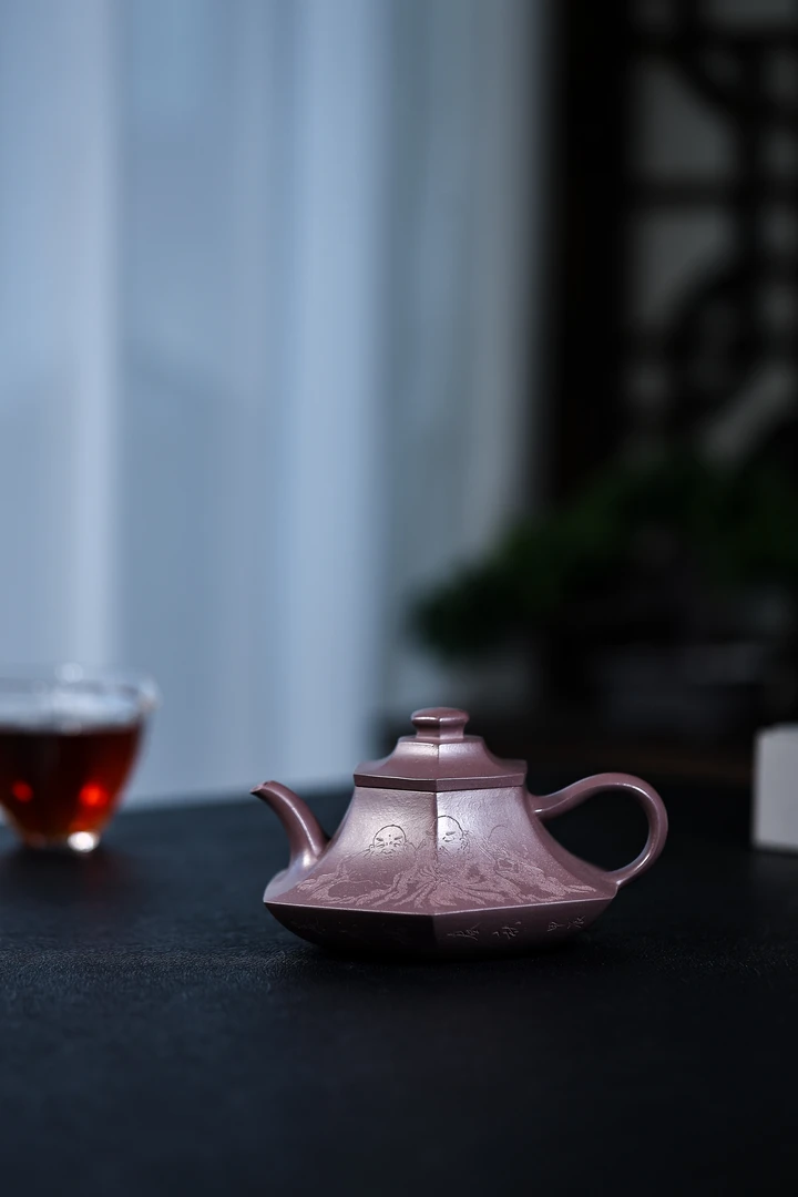 宜兴紫砂壶原矿紫泥 云炉壶 容量350cc