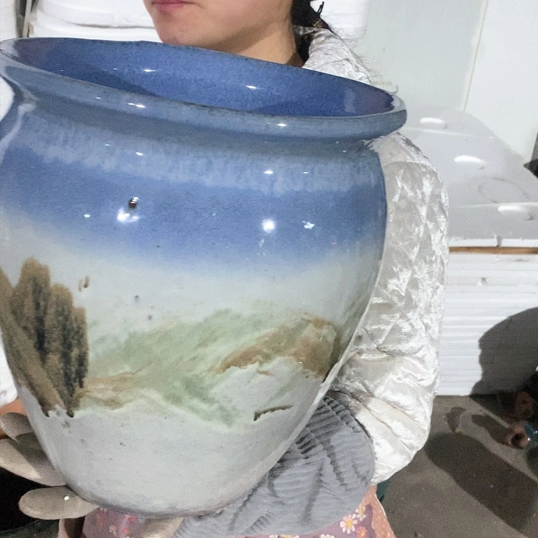 紫砂花盆瑕疵口27高30瑕疵