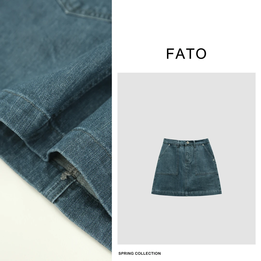 fattonny郑买买【海岛】早春新款欧若风显瘦口袋牛仔短裙 QX41221Q2