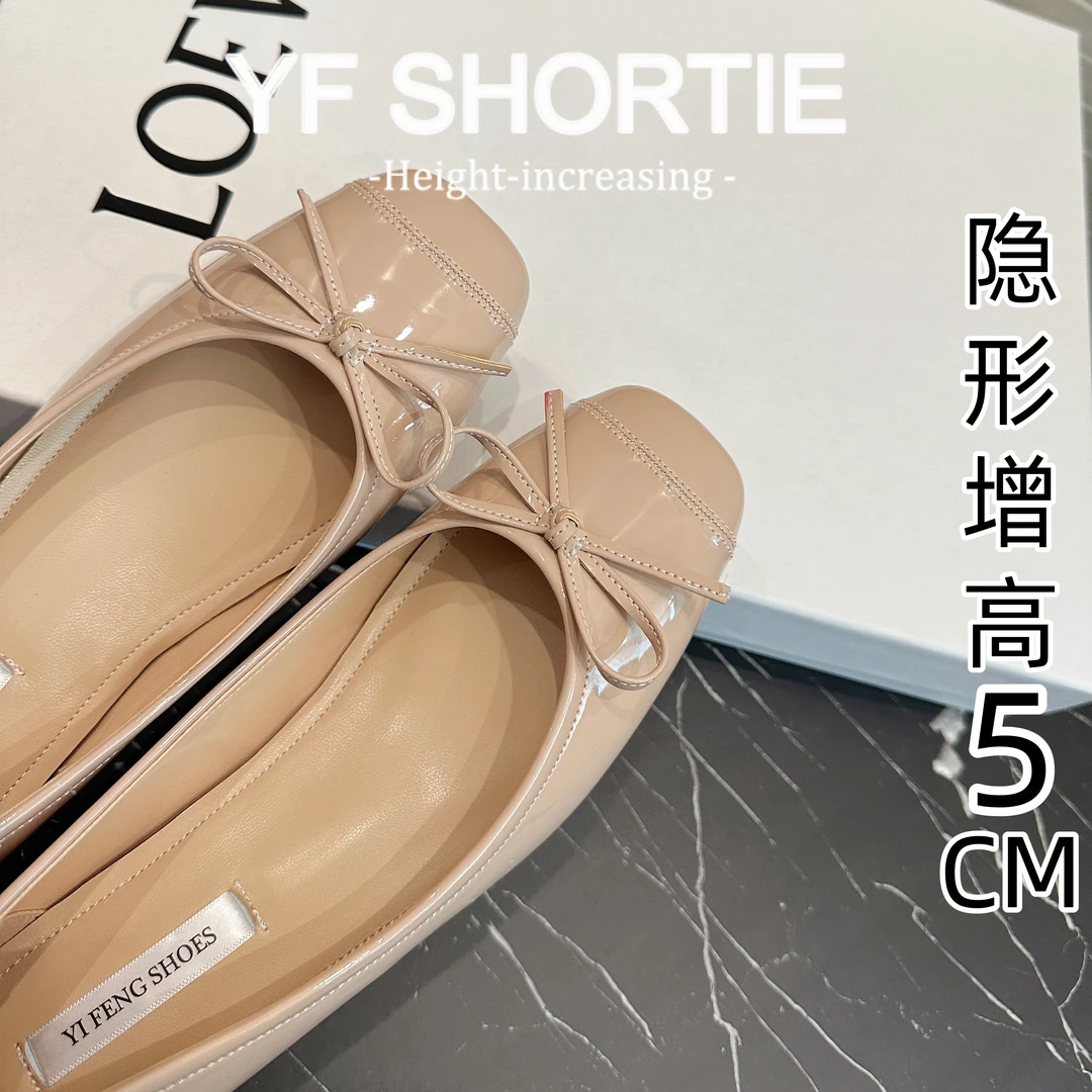 内增高女鞋小香风蝴蝶结软底晚晚鞋女24秋季新款百搭一脚蹬奶奶鞋