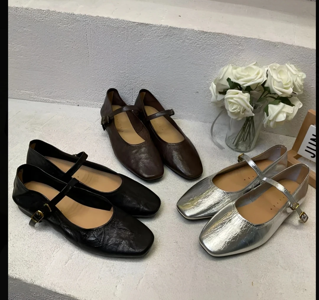 【港口大叔】头层牛皮软底玛丽珍百搭小众设计款单鞋2045-1