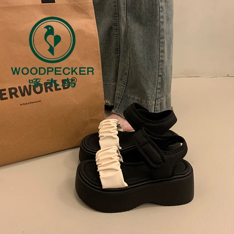 啄木鸟厚底增高凉鞋女夏外穿高级感2025超火新款配裙子坡跟凉拖鞋