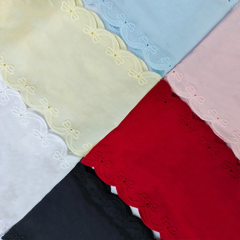 新彩色蝴蝶刺绣棉布花边用于床品服装等手工辅料棉布DIY大肠发圈