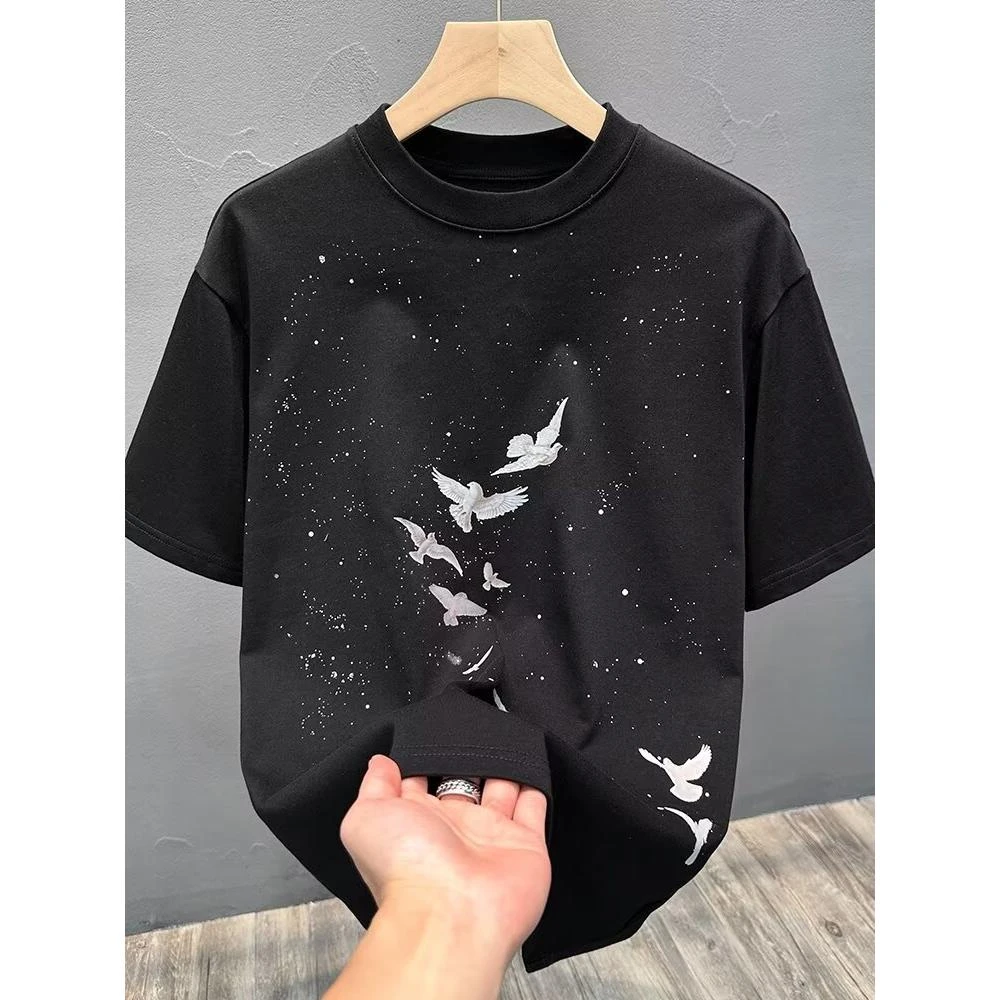 T602短袖t恤男夏季韩版潮流简约半袖上衣港风宽松休闲潮