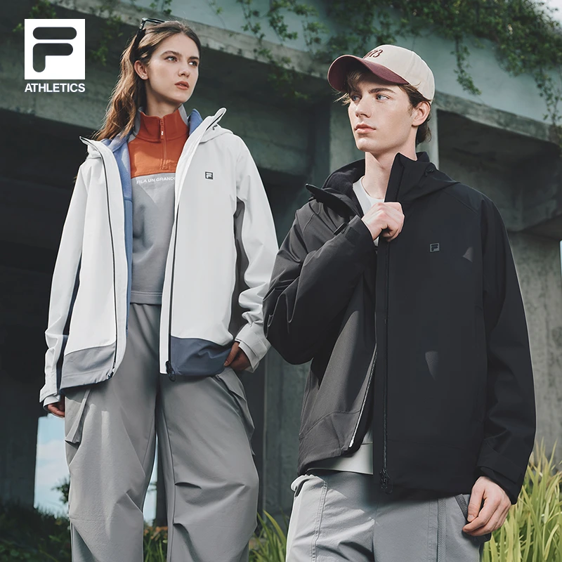 FILA 斐乐官方情侣款冲锋衣两件套2025冬季新款健身运动宽松外套
