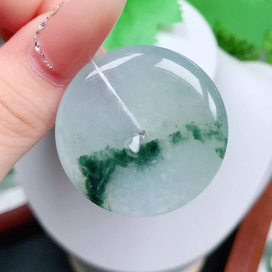 翡翠未镶嵌颈饰平安35.8-5.6