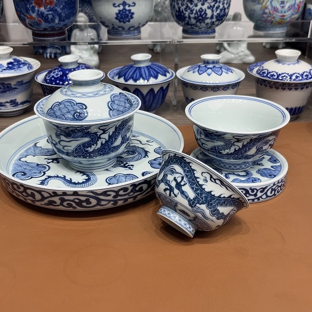 无***、青花穿云龙五件套礼盒