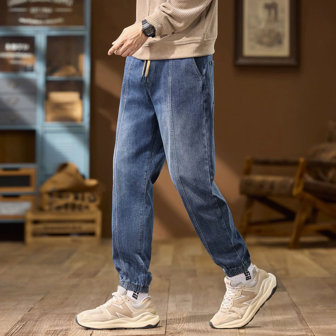 秋冬微弹束脚洗水软牛仔