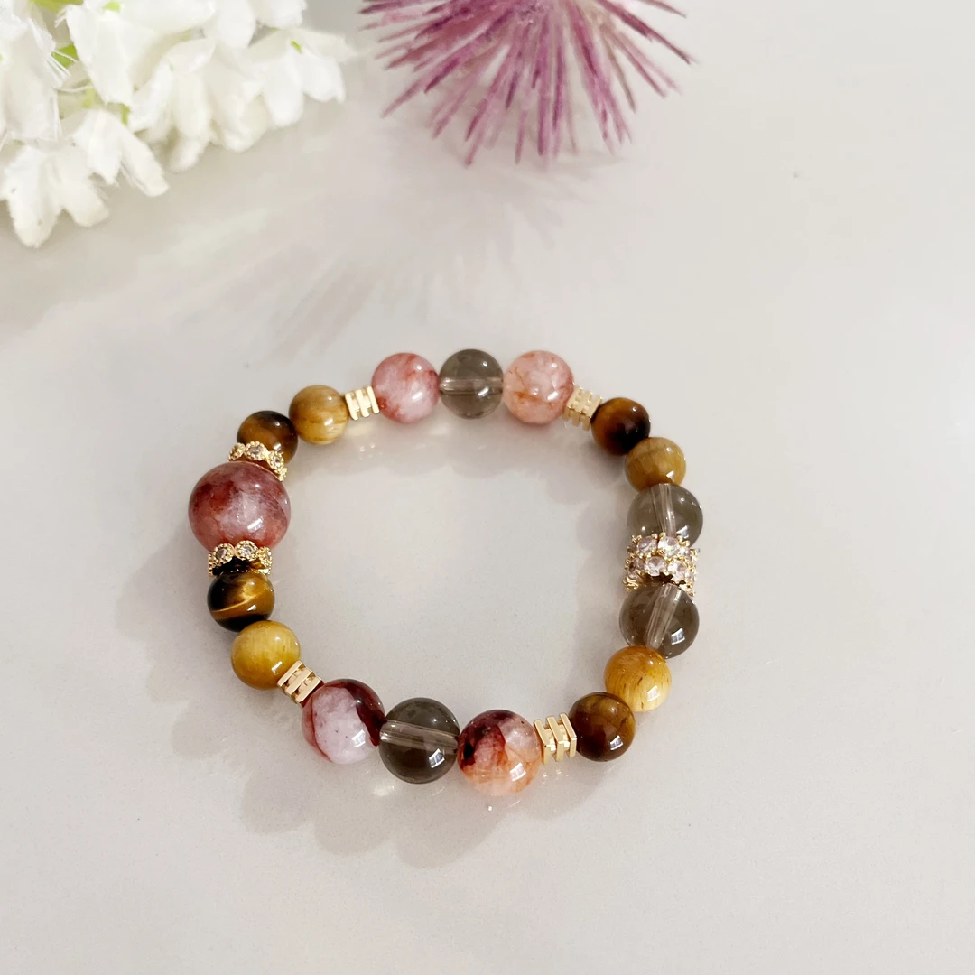 合金仿水晶手链 3297合金大晶霸综合黄塔串珠弹力手链