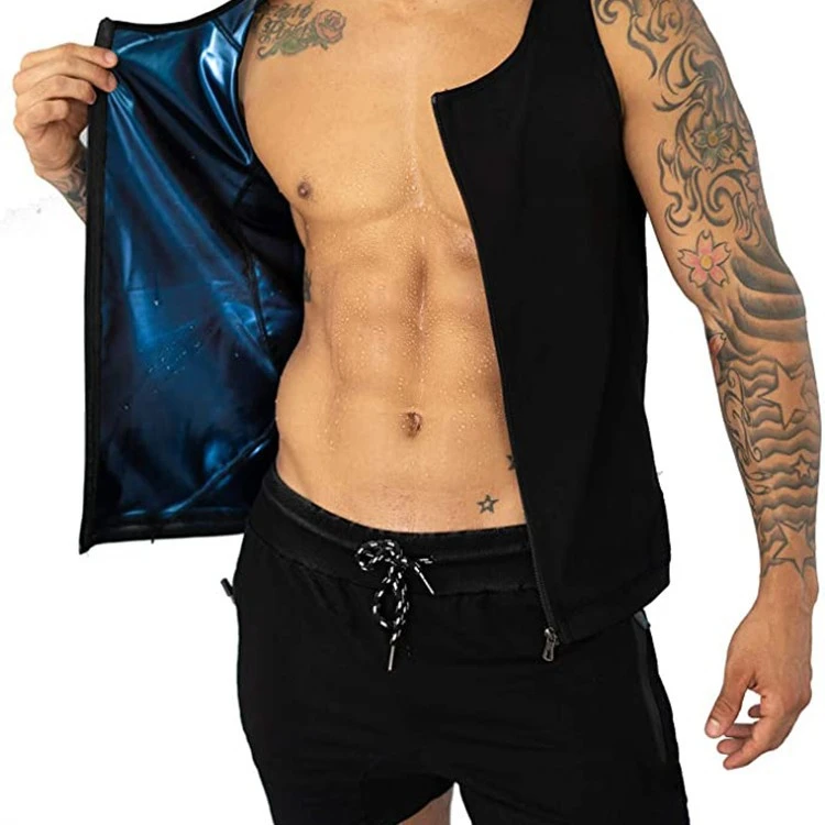 运动健身拉链塑身暴汗服收腹紧身瑜伽桑拿服束身拉链背心男女无袖