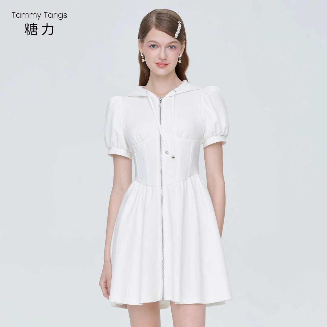 【小云总专享】糖力束腰连帽连衣裙TWEXQ36474