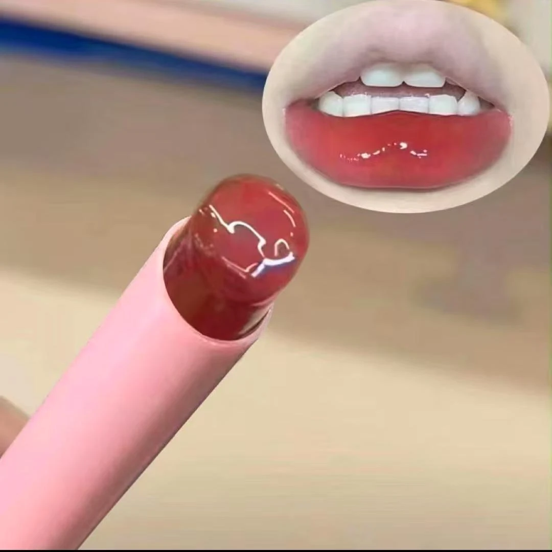 果冻玻璃感~按压式固体口红清透水光镜面素颜显白纯欲有色唇膏