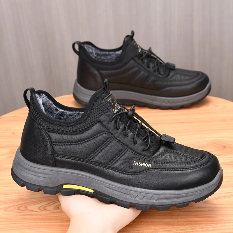 冬季加绒加厚一脚蹬防滑运动休闲户外保暖防水爸爸鞋