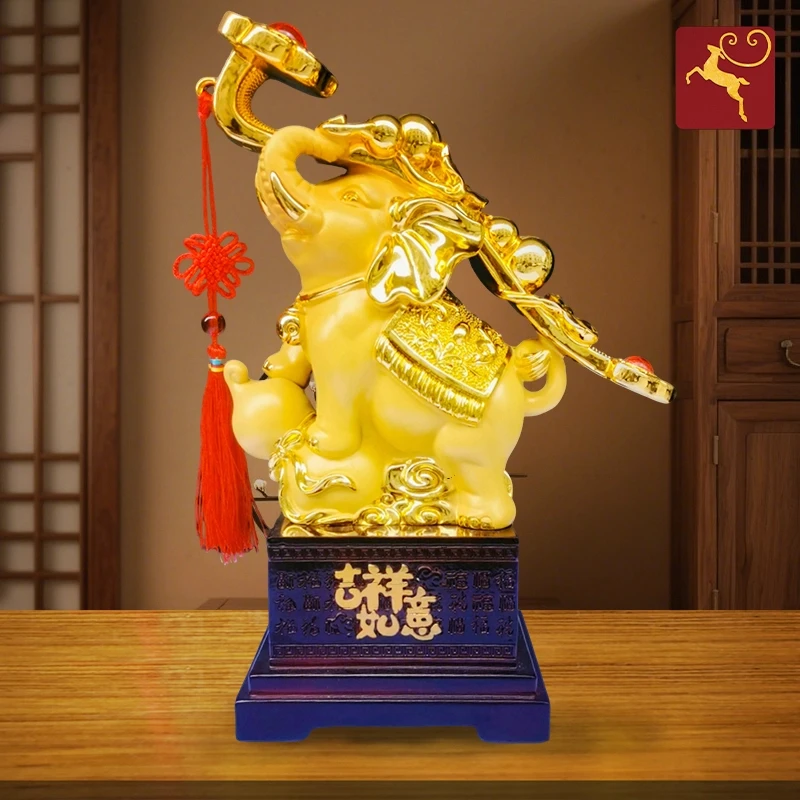 招财大象如意摆件办公室装饰品吸水鼻翘鼻象摆设葫芦小象工艺礼品