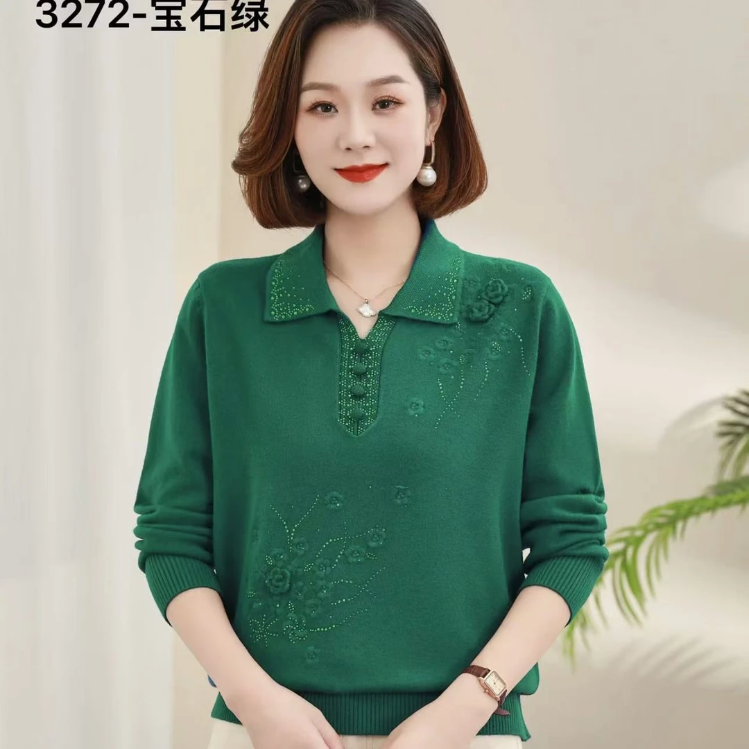 新款秋冬气质针织衫舒适针织衫减龄潮流休闲宽松长袖百搭针织衫