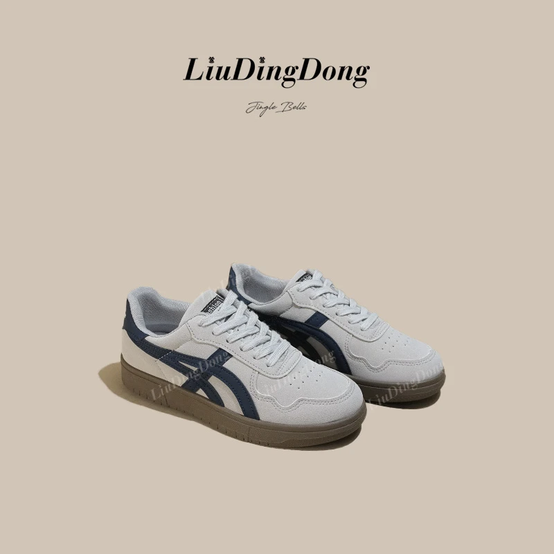 【刘叮咚女鞋】小众美式复古灰色德训鞋2025厚底爆款运动休闲板鞋潮