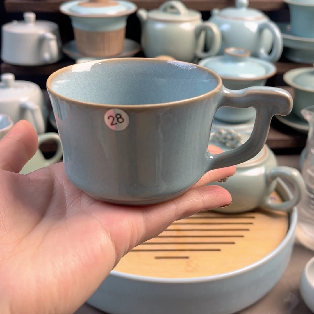 摆件陶瓷天青釉咖啡杯原矿