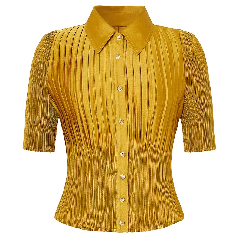 【芊芊专属】曼德诗纯色Polo领衬衫女2023夏季新款设计M311103883