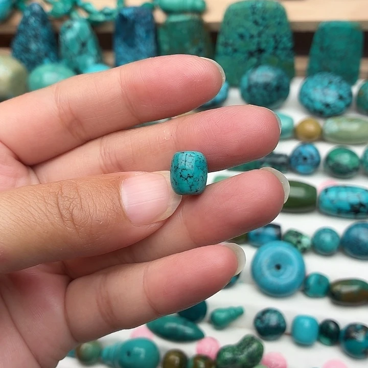 湖北松石老型桶珠