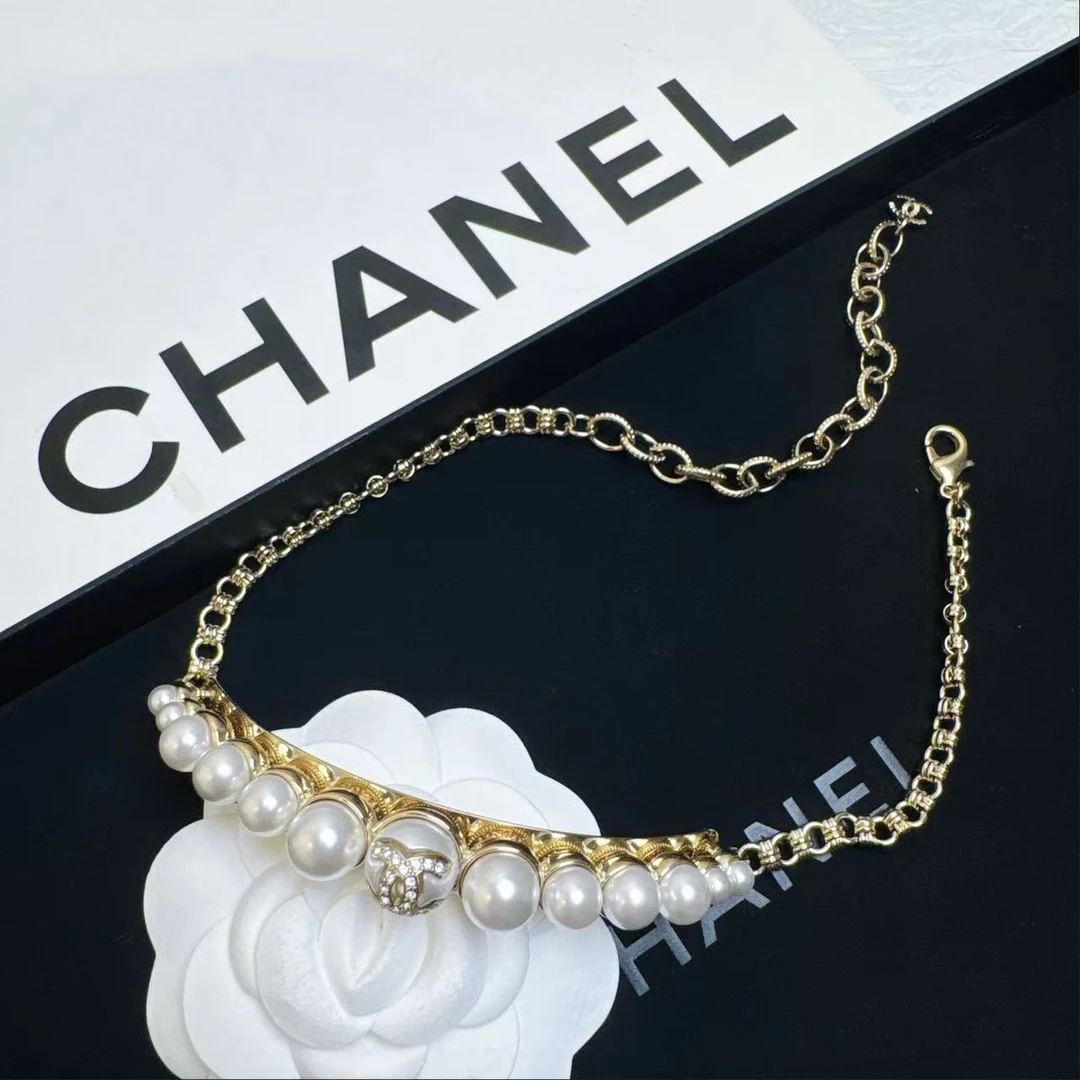 95新 Chanel/香奈儿 柚礼中古/香奈儿素金珍珠项圈LZ503425