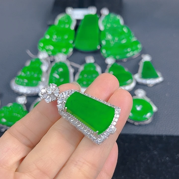 翡翠银S925镶嵌吊坠(不含链)