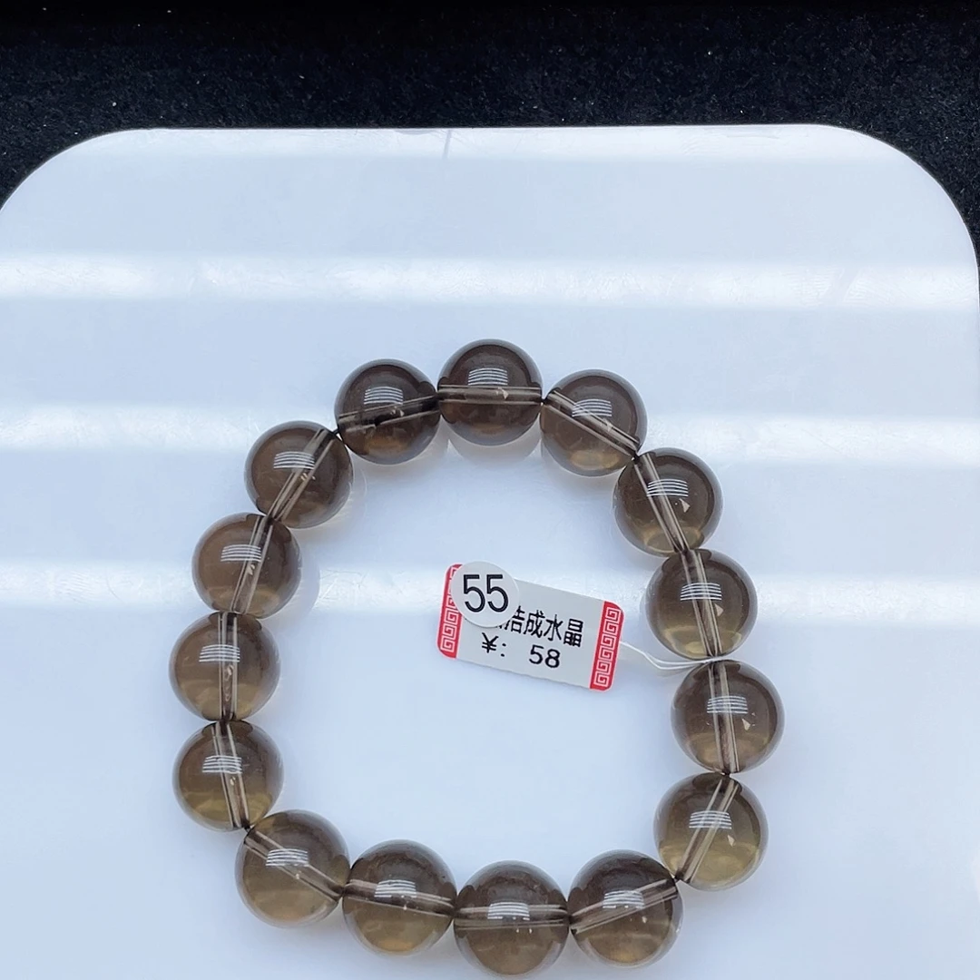 水晶手链未镶嵌茶晶14mm+
