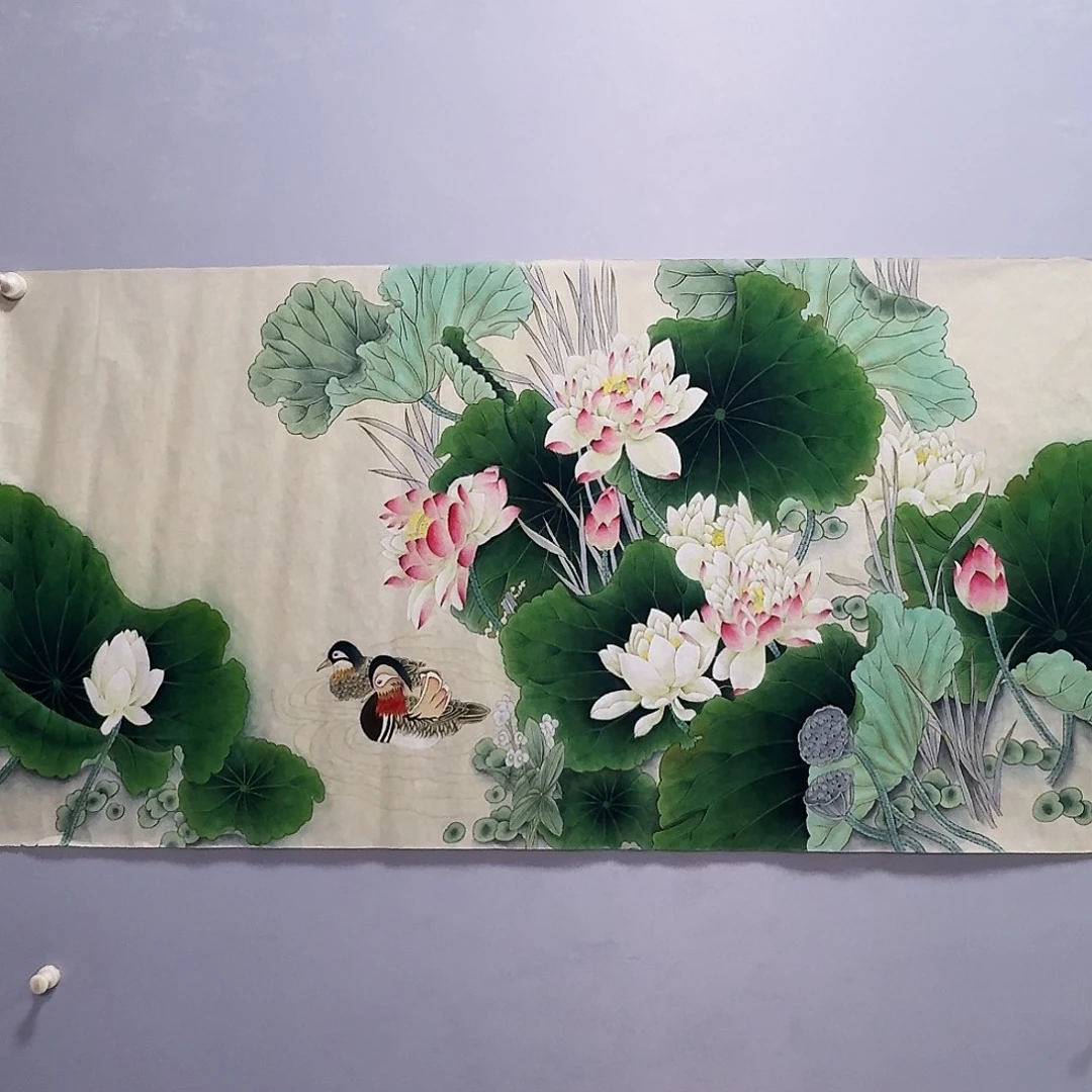 国画四尺工笔荷花