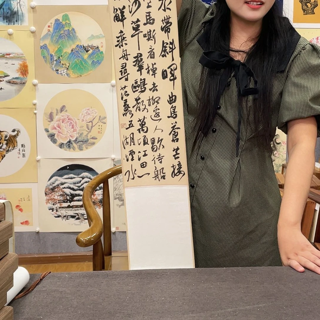 国画手绘卷轴尺寸：12*64