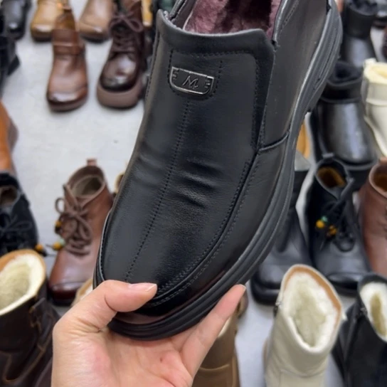 牛皮（革）男士牛皮羊毛筒黑色42码