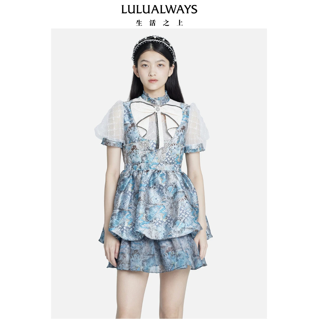 【高高甄选】LULUALWAYS泡泡袖短袖连衣裙LOC5022