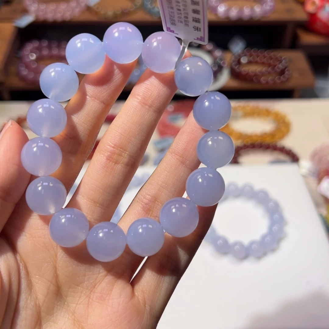 玛***4玛瑙/玉髓未镶嵌手链13m天花板级蓝玉髓